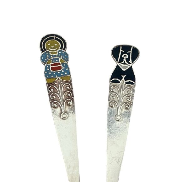 Vintage Soviet Russian Repka 6 Tea Spoon Cake Shovel Enamel Melchior Cupronickel - Picture 6 of 12